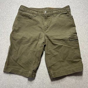 Duluth Trading Shorts Womens 12 Green Canvas Workwear Bermuda Pocket 32W